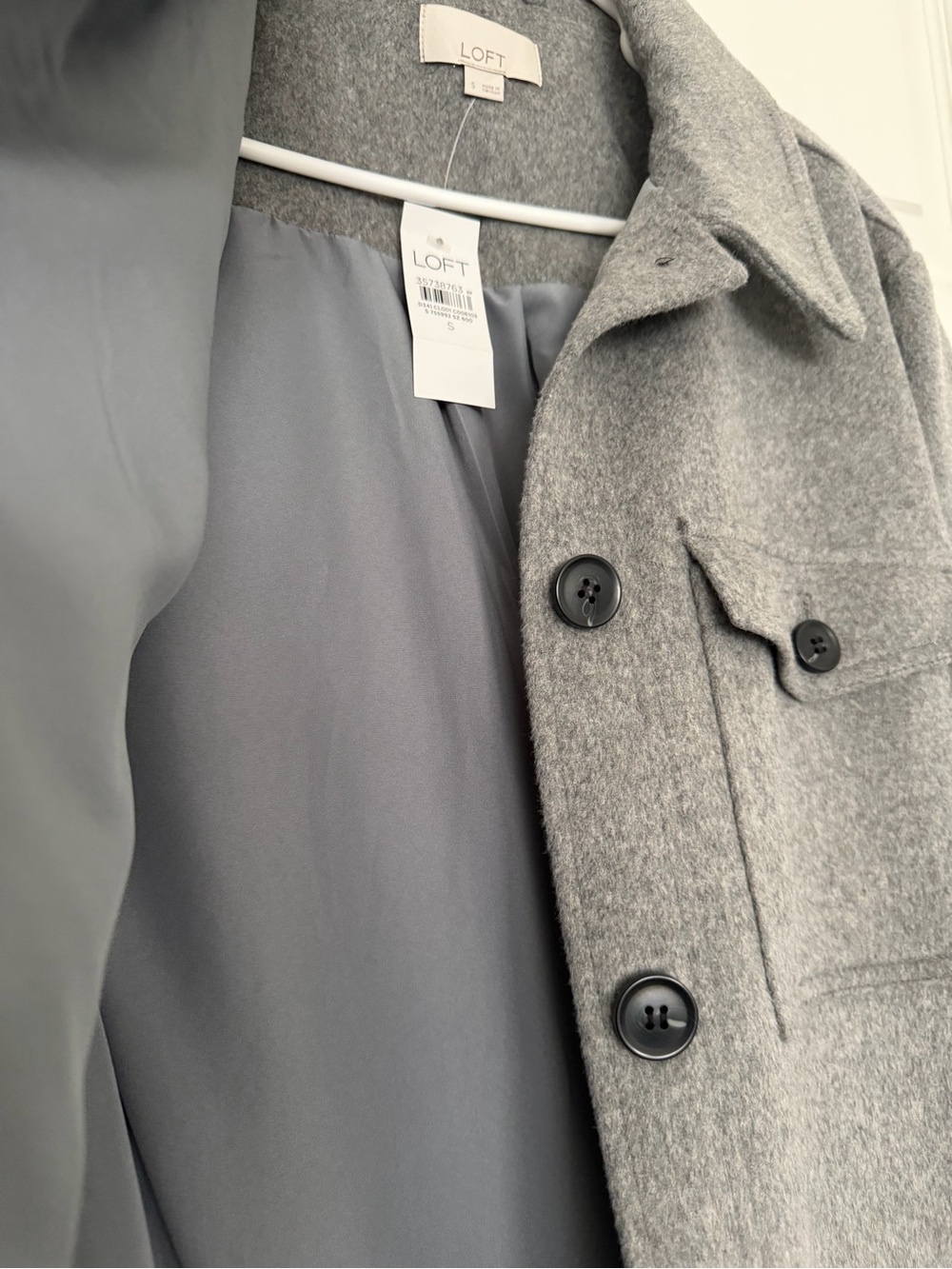 7052 LOFT Women's Wool-Blend Grey Button-Front long Coat - Picture 4 of 10